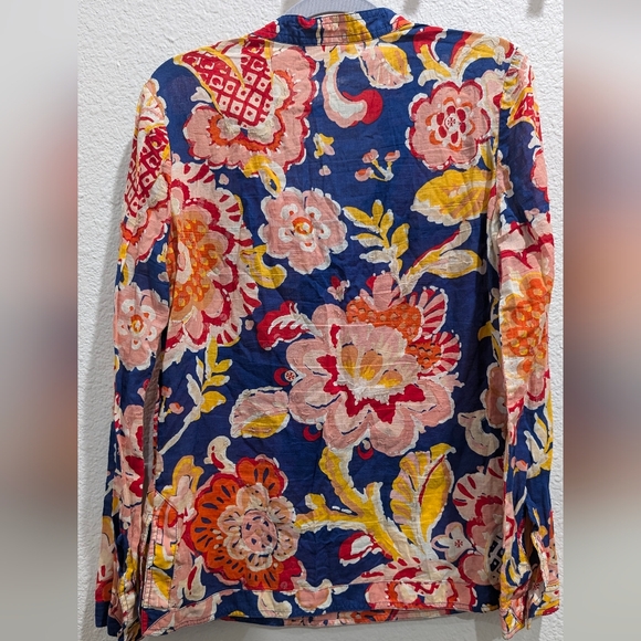 Tory Burch Sequin Floral Print Stephanie Top Blouse Size 6 - Picture 9 of 9